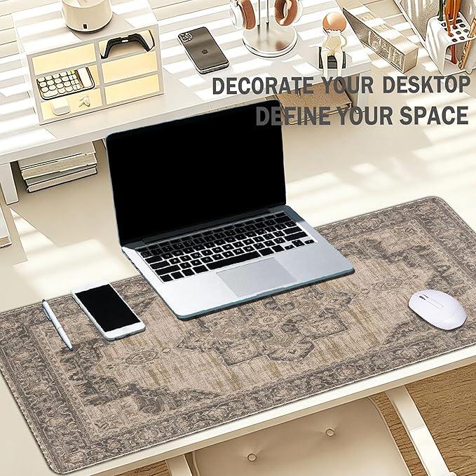 Boho Rug Mouse Pad, Large Retro Rug Carpet Desk Mat, Vintage Keyboard Long Mouse Mat for Computer Laptop Boho Gaming Mousepad Rugs Full Desk Pad for Women Office 31.5x11.8