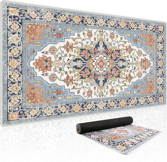 Baziabbo Cute Desk Mat,XXL Extended Large Mouse Pad,Gaming Mousepad with Stitched Edge,Non-Slip Rubber Base Keyboard Desk Pad for Home Office Study Game (Blue)