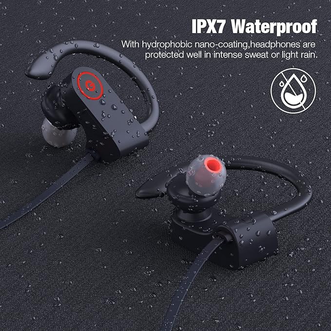 JOYWISE Bluetooth Wireless Headphones 16H Playtime Earbuds with Mic Stereo in-Ear Earphones, IPX7 Waterproof Sports Sound Isolation Headsets for Running, Gym, Workout