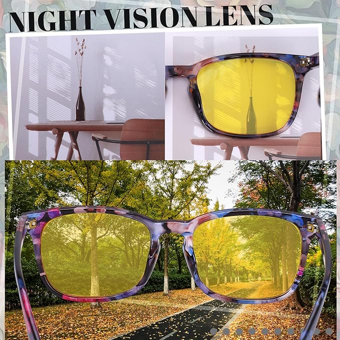 Polarized Sunglasses for Women Men, Night Driving Glasses Anti Glare Yellow Lens UV 400 for Day Night Use