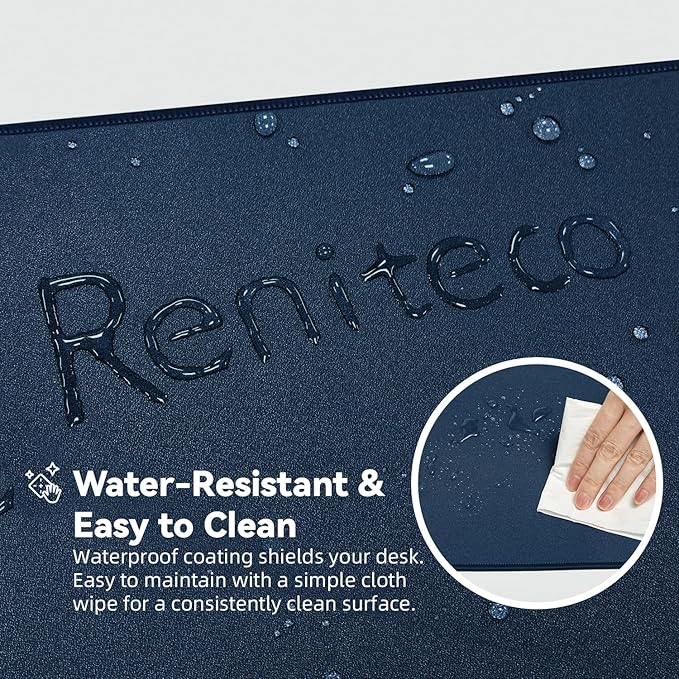 Waterproof Large Gaming Mouse Pad with Durable Stitched Edges, Non-Slip Rubber Base, Grainy Jacquard Mouse Mat Desk Pad for Home Office Gaming, 27.6"x11.8"x0.12", Matte Navy Blue