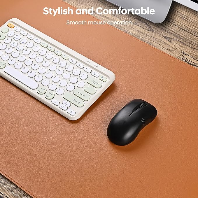 Leather Desk Pad Protector, Office Desk Mat, Large Mouse Pad, Non-Slip PU Leather Desk Blotter, Waterproof Computer Desk Writing Pad for Office and Home (Brown, 36" x 17")