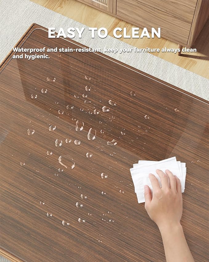 Oterri Clear Writing Desk Pad, 16’’x30” Heat Resistant Waterproof PVC Round Edge Durable Desk Protect Mat, Anti-Static Writing Mat Table Protector