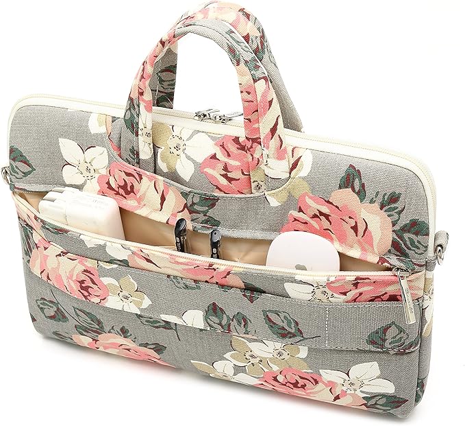 canvaslife Gray Roses Laptop Sleeve, 12/13 Inch | Waterproof