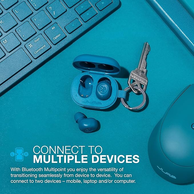 JLab JBuds Mini True Wireless Bluetooth Earbuds with Charging Case, Teal, IP55 Sweat and Dust Proof, Bluetooth Multipoint, Be Aware Audio, 3 EQ Sound Settings, Crystal Clear Calls